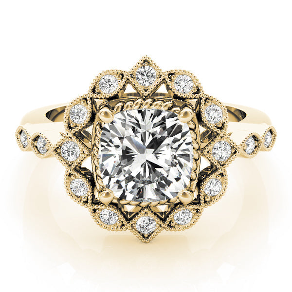 Regal Color Rings Cushion Diamond Engagement Ring in 10K/14K gold and platinum with certified lab-grown or natural diamonds
