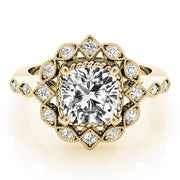 Regal Color Rings Cushion Diamond Engagement Ring in 10K/14K gold and platinum with certified lab-grown or natural diamonds
