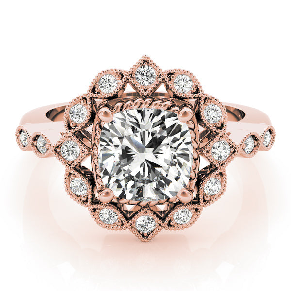 Regal Color Rings Cushion Diamond Engagement Ring in 10K/14K gold and platinum with certified lab-grown or natural diamonds