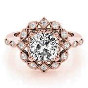 Regal Color Rings Cushion Diamond Engagement Ring in 10K/14K gold and platinum with certified lab-grown or natural diamonds