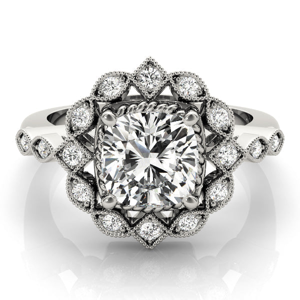 Regal Color Rings Cushion Diamond Engagement Ring in 10K/14K gold and platinum with certified lab-grown or natural diamonds