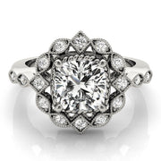Regal Color Rings Cushion Diamond Engagement Ring in 10K/14K gold and platinum with certified lab-grown or natural diamonds