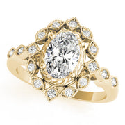 Sophisticated Color Rings Oval Diamond Engagement Ring in 10K/14K gold and platinum with certified lab-grown or natural diamonds