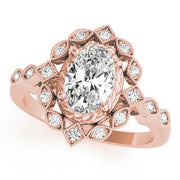 Sophisticated Color Rings Oval Diamond Engagement Ring in 10K/14K gold and platinum with certified lab-grown or natural diamonds