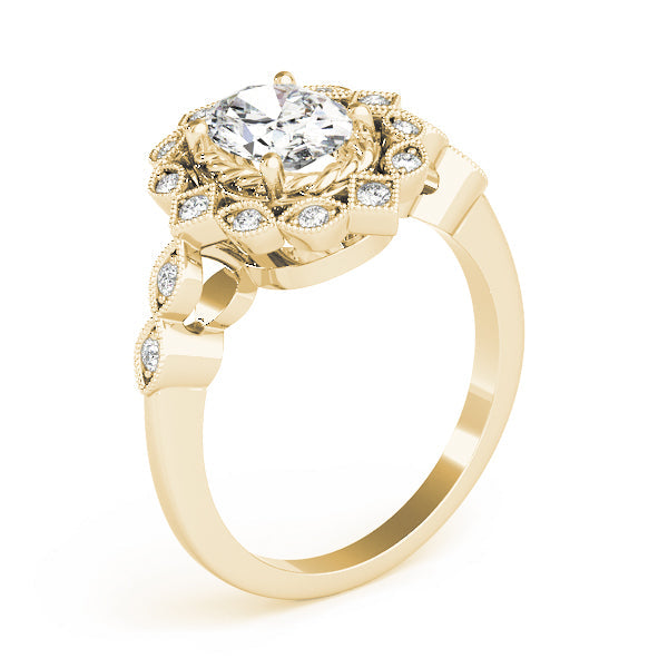 Sophisticated Color Rings Oval Diamond Engagement Ring in 10K/14K gold and platinum with certified lab-grown or natural diamonds