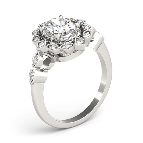 Sophisticated Color Rings Oval Diamond Engagement Ring in 10K/14K gold and platinum with certified lab-grown or natural diamonds