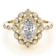 Sophisticated Color Rings Oval Diamond Engagement Ring in 10K/14K gold and platinum with certified lab-grown or natural diamonds