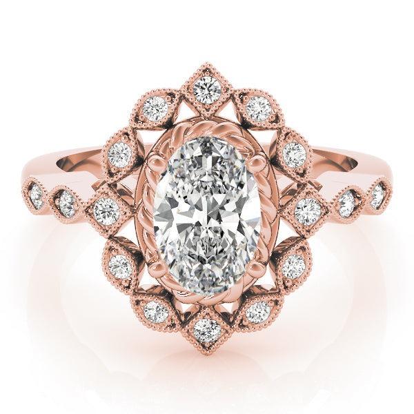 Sophisticated Color Rings Oval Diamond Engagement Ring in 10K/14K gold and platinum with certified lab-grown or natural diamonds