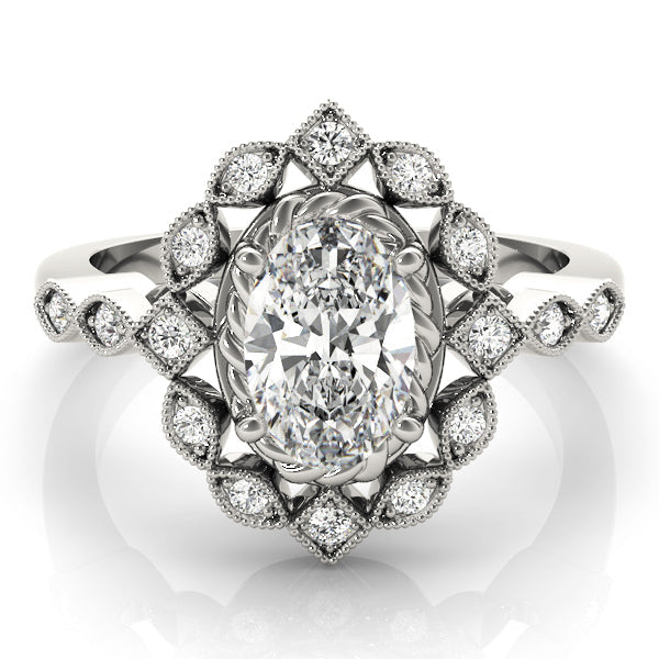 Sophisticated Color Rings Oval Diamond Engagement Ring in 10K/14K gold and platinum with certified lab-grown or natural diamonds
