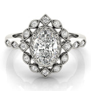 Sophisticated Color Rings Oval Diamond Engagement Ring in 10K/14K gold and platinum with certified lab-grown or natural diamonds