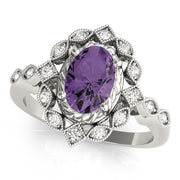 Sophisticated Color Rings Oval Diamond Engagement Ring in 10K/14K gold and platinum with certified lab-grown or natural diamonds