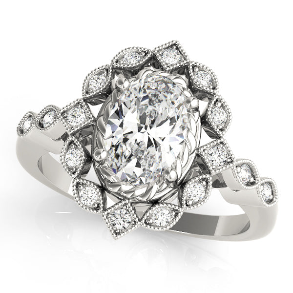 Sophisticated Color Rings Oval Diamond Engagement Ring in 10K/14K gold and platinum with certified lab-grown or natural diamonds