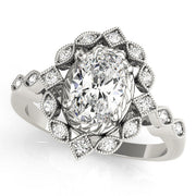 Sophisticated Color Rings Oval Diamond Engagement Ring in 10K/14K gold and platinum with certified lab-grown or natural diamonds