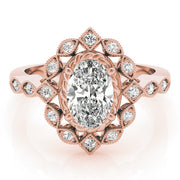 Sophisticated Color Rings Oval Diamond Engagement Ring in 10K/14K gold and platinum with certified lab-grown or natural diamonds