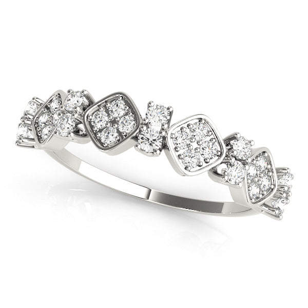 Prong Set Stackable Half Eternity Ring in Gold & Platinum