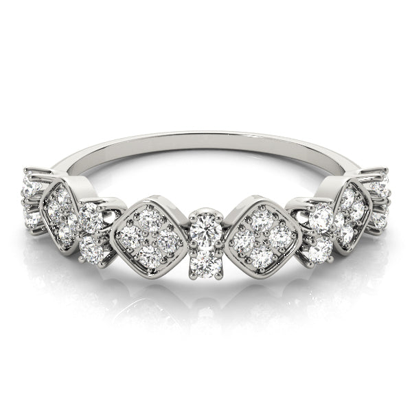 Prong Set Stackable Half Eternity Ring in Gold & Platinum