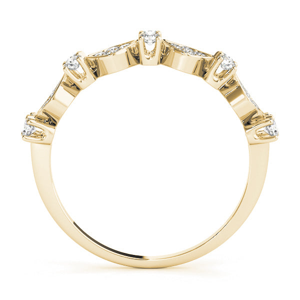Prong Set Stackable Half Eternity Ring in Gold & Platinum