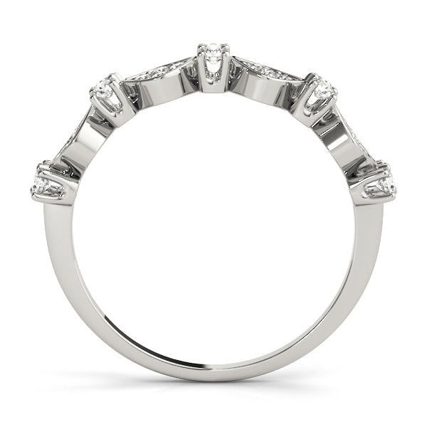 Prong Set Stackable Half Eternity Ring in Gold & Platinum