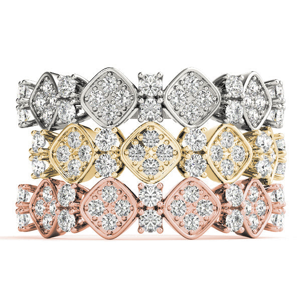 Prong Set Stackable Half Eternity Ring in Gold & Platinum
