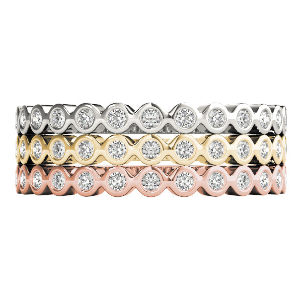 Stackable Bezel Set Half Eternity Ring in Gold & Platinum