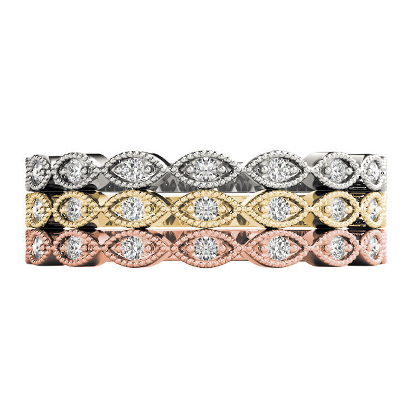 Marquise Shaped Stackable Half Eternity Ring in Gold & Platinum