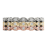 Marquise Shaped Stackable Half Eternity Ring in Gold & Platinum