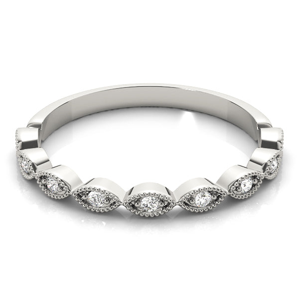 Marquise Shaped Stackable Half Eternity Ring in Gold & Platinum