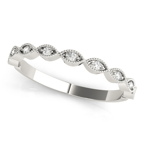 Marquise Shaped Stackable Half Eternity Ring in Gold & Platinum