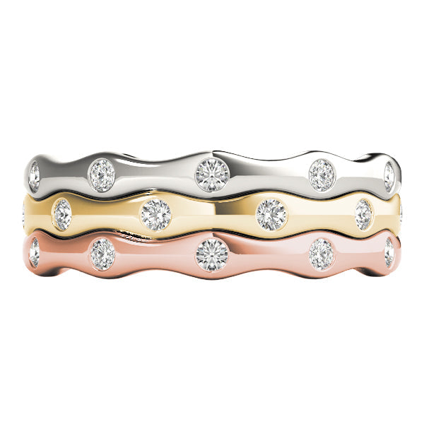 Bezel Set Stackable Half Eternity Ring in Gold & Platinum