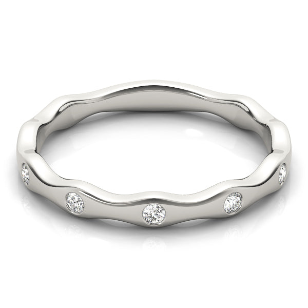 Bezel Set Stackable Half Eternity Ring in Gold & Platinum