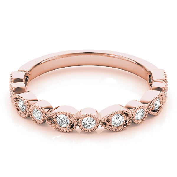 Alternating Pear & Round Diamond Half Eternity Ring in Gold & Platinum