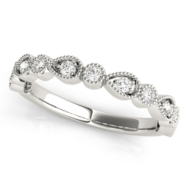 Alternating Pear & Round Diamond Half Eternity Ring in Gold & Platinum
