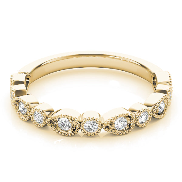 Alternating Pear & Round Diamond Half Eternity Ring in Gold & Platinum