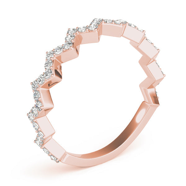 Stackable Prong Set Zigzag Half Eternity Ring in Gold & Platinum