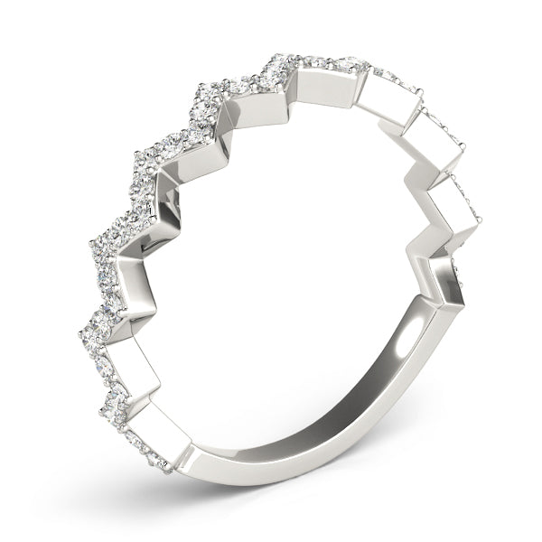 Stackable Prong Set Zigzag Half Eternity Ring in Gold & Platinum