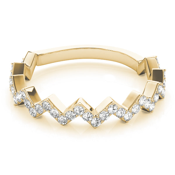 Stackable Prong Set Zigzag Half Eternity Ring in Gold & Platinum