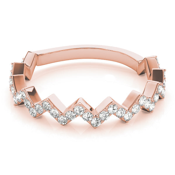 Stackable Prong Set Zigzag Half Eternity Ring in Gold & Platinum