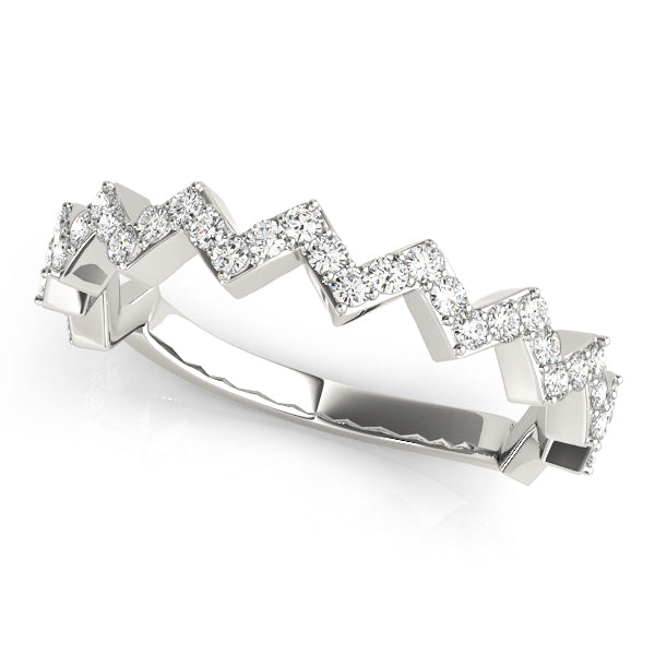 Stackable Prong Set Zigzag Half Eternity Ring in Gold & Platinum