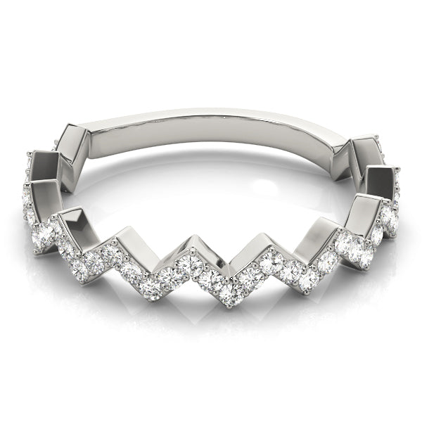 Stackable Prong Set Zigzag Half Eternity Ring in Gold & Platinum