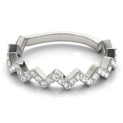 Stackable Prong Set Zigzag Half Eternity Ring in Gold & Platinum