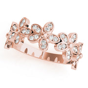 Nature Inspired Floral Stackable Half Eternity Ring in Gold & Platinum