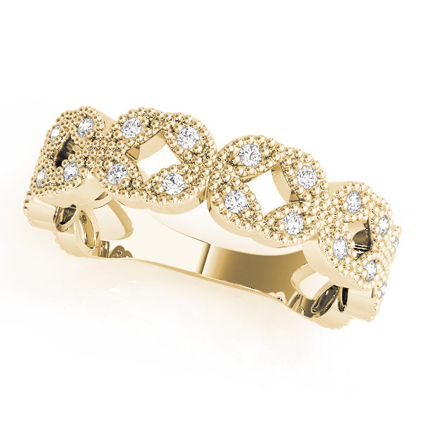 Vintage Milgrain Stackable Half Eternity Ring in 10K/14K gold and platinum with certified lab-grown or natural diamonds