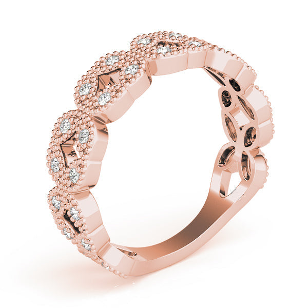 Vintage Milgrain Stackable Half Eternity Ring in Gold & Platinum