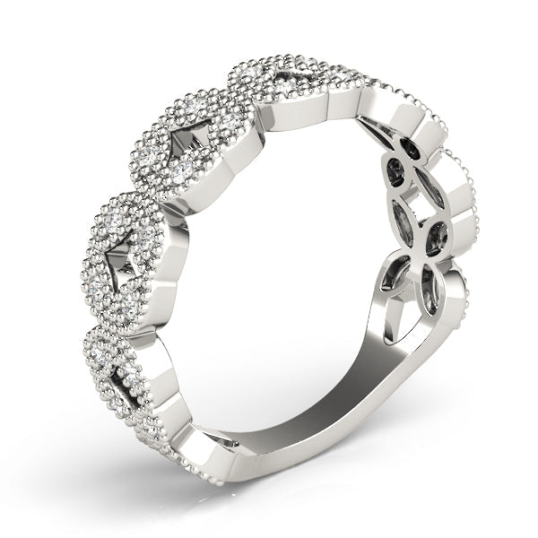 Vintage Milgrain Stackable Half Eternity Ring in Gold & Platinum