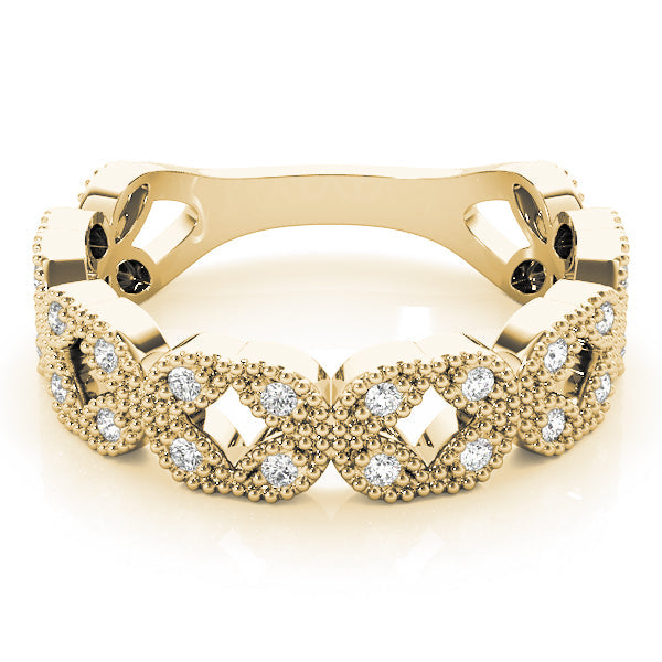 Vintage Milgrain Stackable Half Eternity Ring in Gold & Platinum