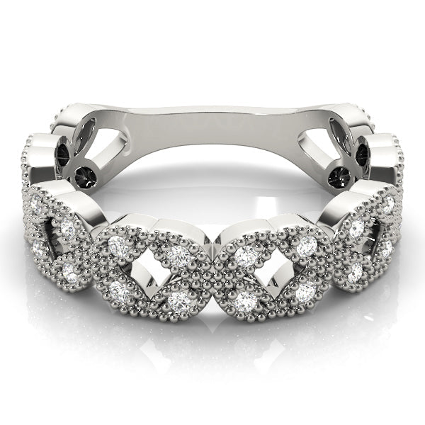 Vintage Milgrain Stackable Half Eternity Ring in Gold & Platinum