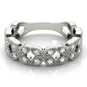 Vintage Milgrain Stackable Half Eternity Ring in Gold & Platinum