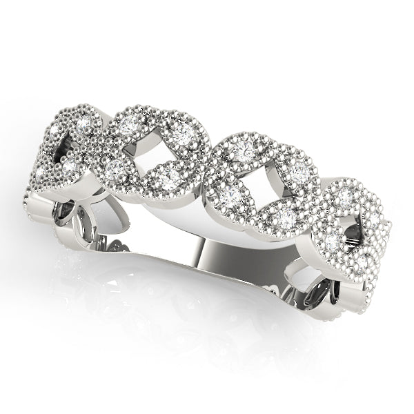 Vintage Milgrain Stackable Half Eternity Ring in Gold & Platinum