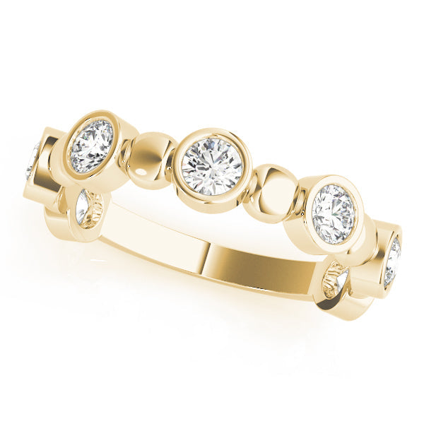 Bezel Set Stackable Half Eternity Ring in 10K/14K gold and platinum with certified lab-grown or natural diamonds