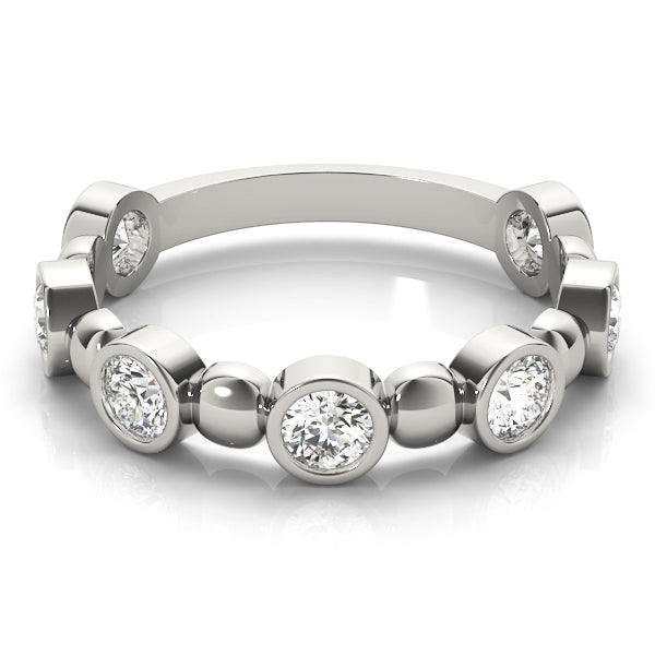Bezel Set Stackable Half Eternity Ring in Gold & Platinum